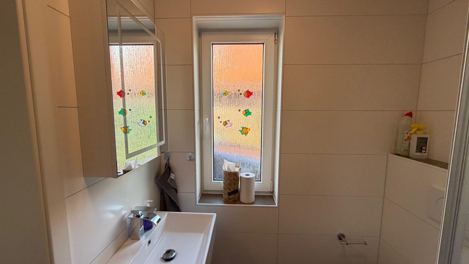 Modernes Badezimmer Ferienwohnung Delphin Heeder See gepflegt